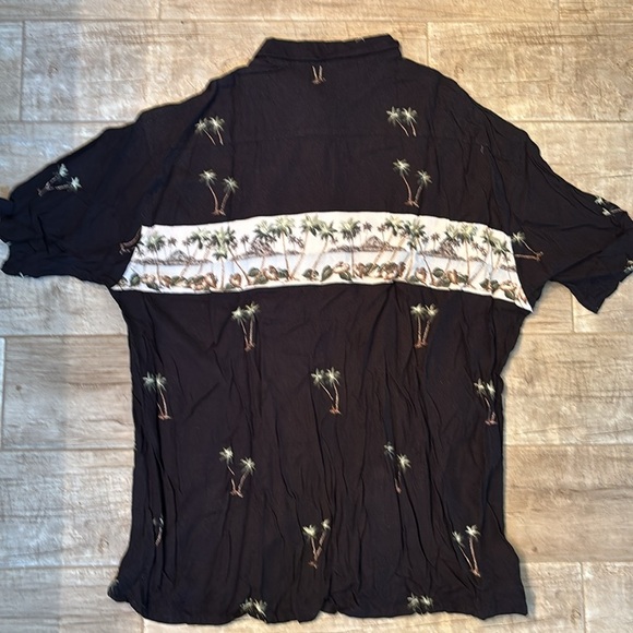 Moda Campia Moda Black Palm Tree Print Men's Shirt- XXL - Picture 3 of 3